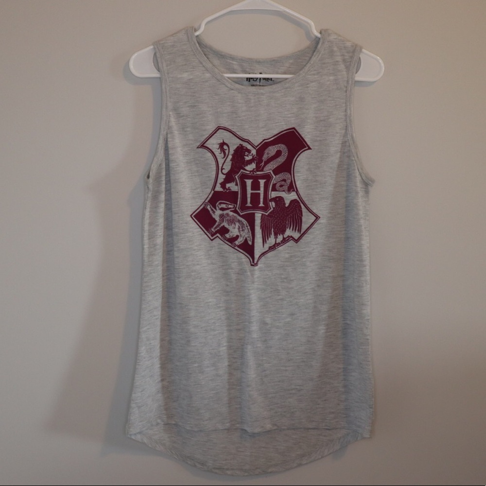 Harry Potter Hogwarts House Animals Gray Tank Top